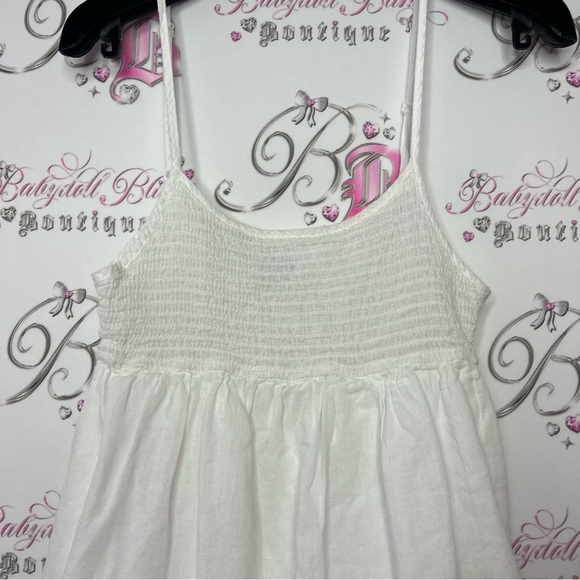 Joe & Kate tank top distressed ruffle frilly zip up side white cute boho shirt - Picture 4 of 8